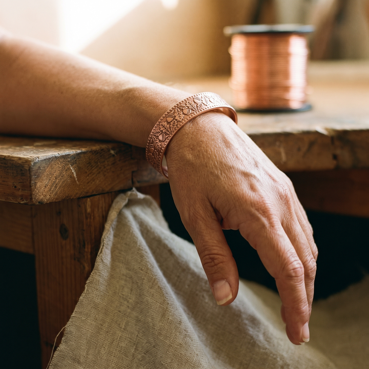 Pulsera de cobre Madera con bellotas