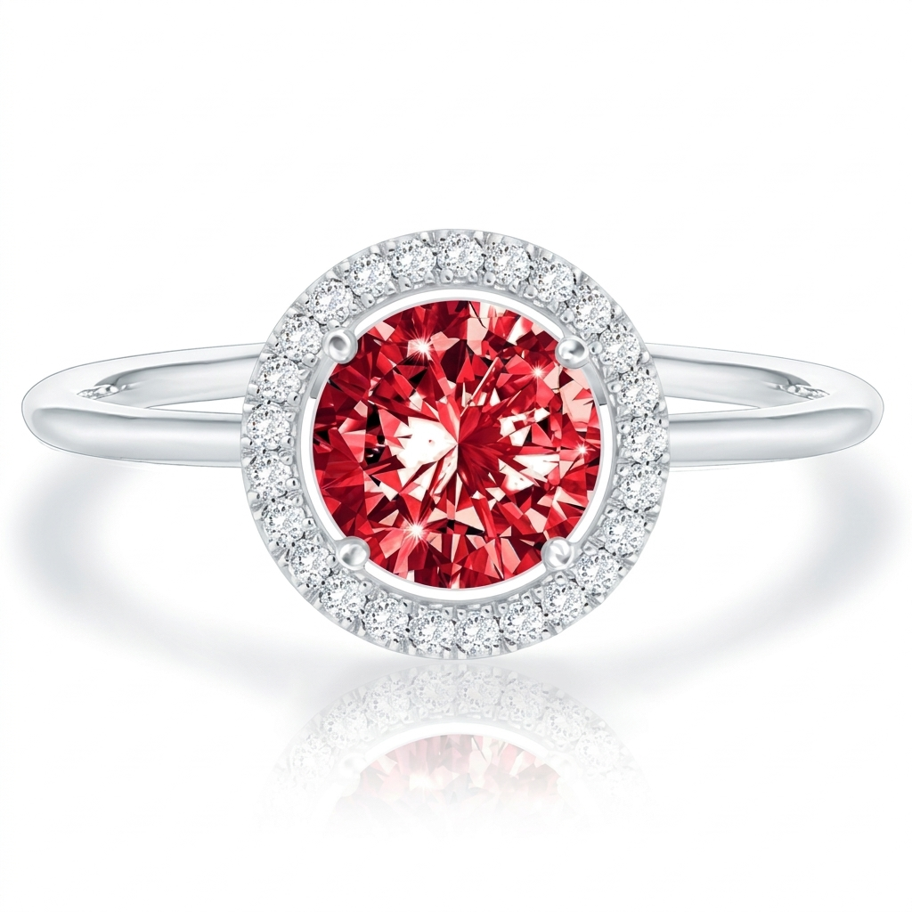 Anillo Brillo carmesí rojo rubí · Plateado
