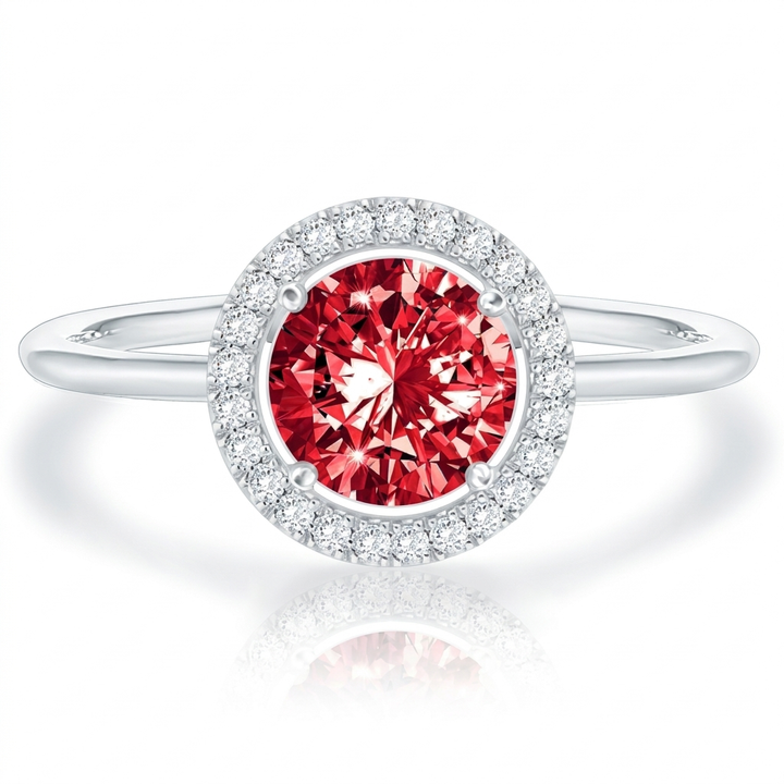 Anillo Brillo carmesí rojo rubí · Plateado