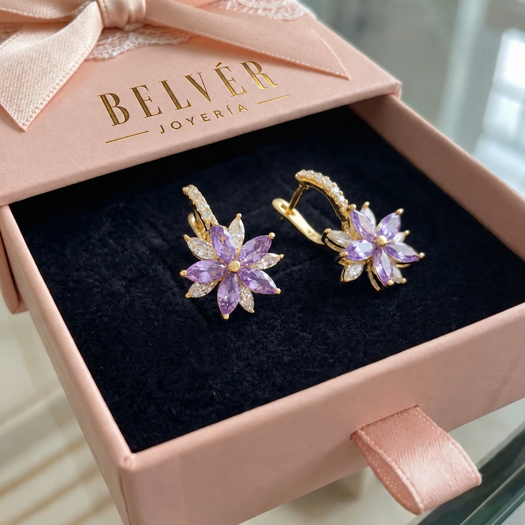 Pendientes Amethelis Flora · Dorado