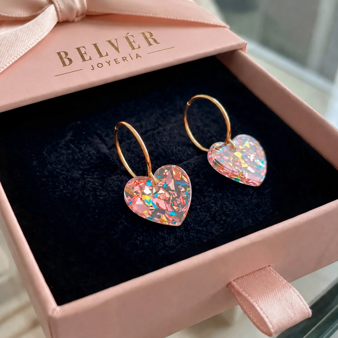 Pendientes de corazón · Dorado