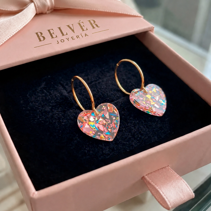 Pendientes de corazón · Dorado