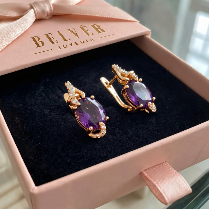 Pendientes de gota Atardecer imperial · Rosado