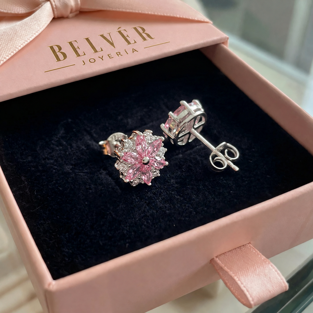 Pendientes Flor de cerezo · Plateado
