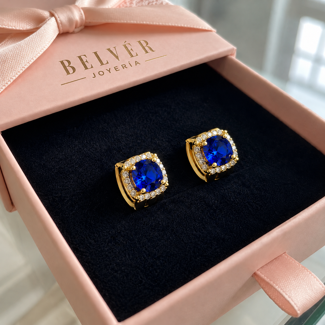 Pendientes Nadine azul zafiro · Dorado