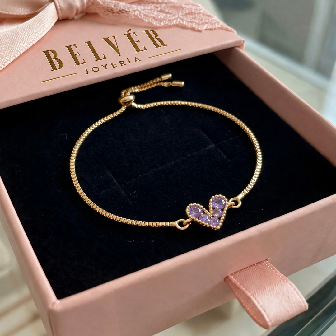 Pulsera Amor lila · Dorado