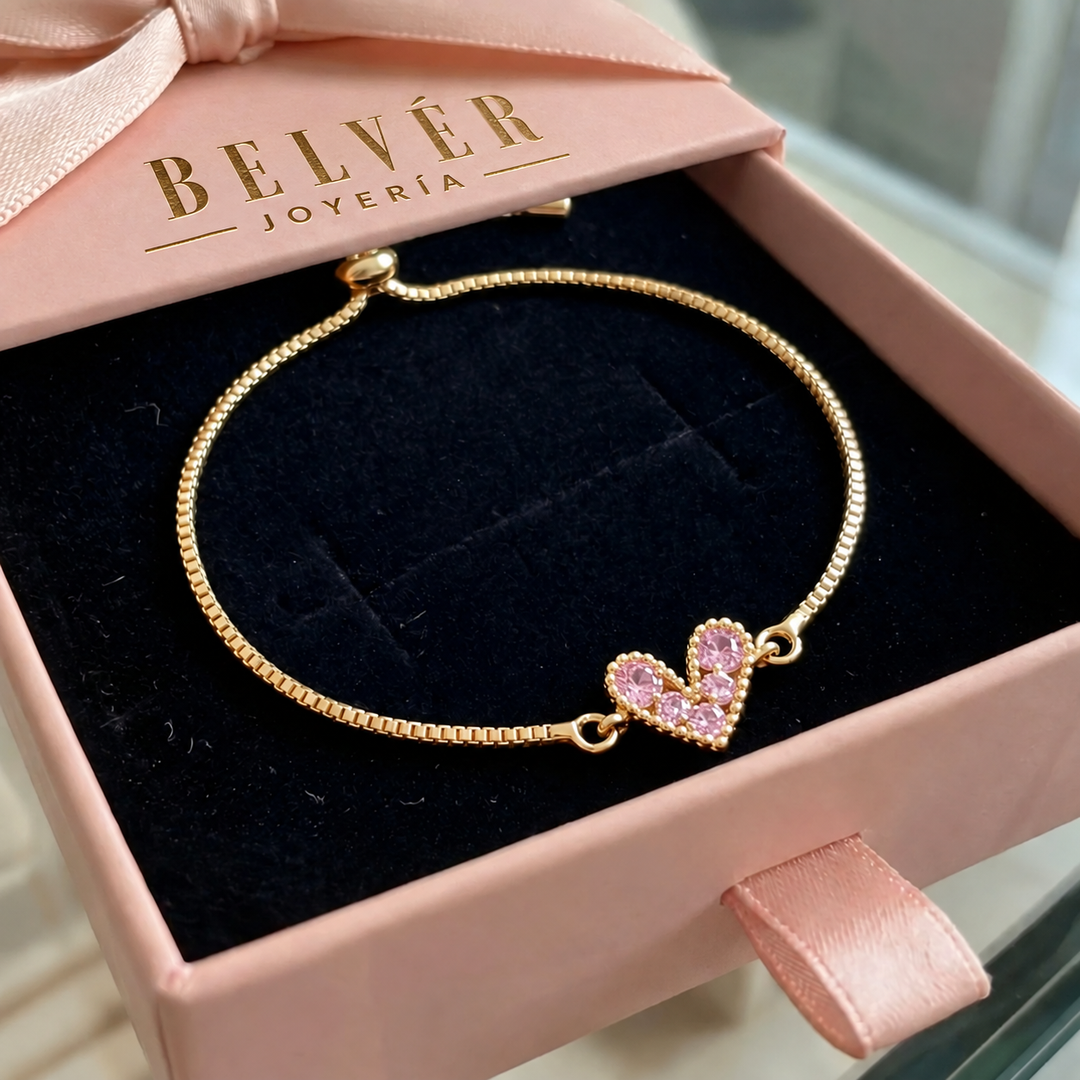 Pulsera Amor rosa · Dorado