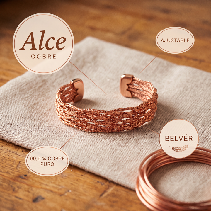 Pulsera de cobre Alce de malla trenzada