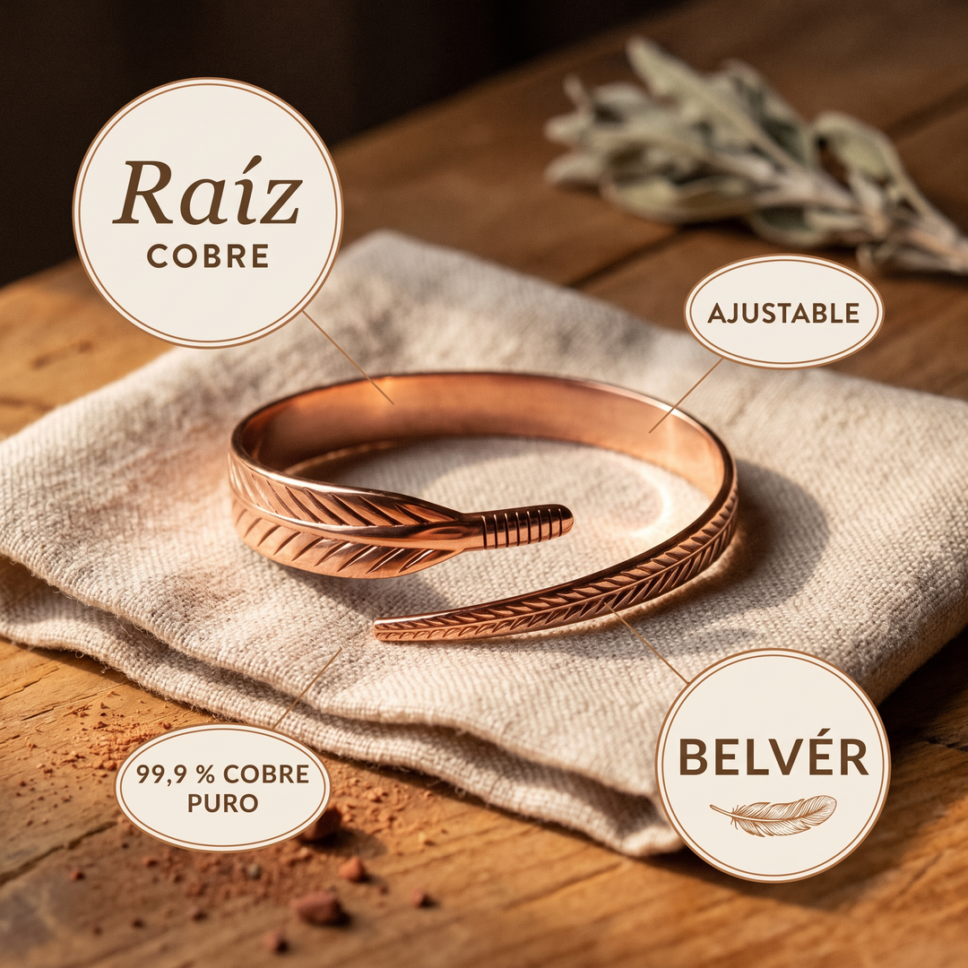 Pulsera de cobre Raíz de extremos cruzados