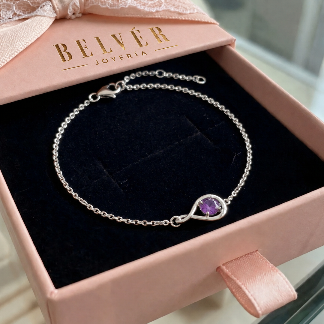Pulsera infinito violeta · Plateado