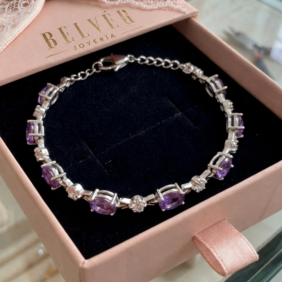 Pulsera Luz de estrellas violeta · Plateado