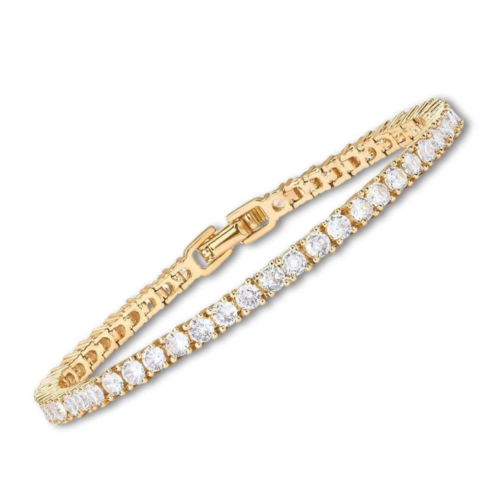 Pulsera tenis con brillos · Dorado