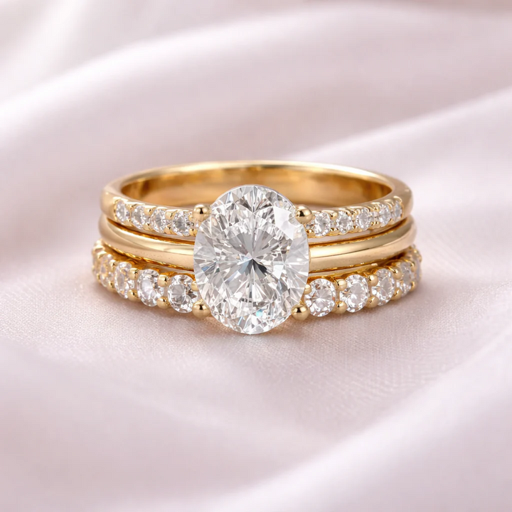 Set de anillos radiantes con brillos