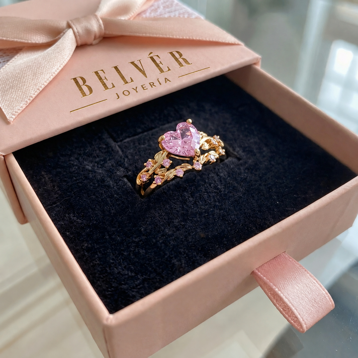 Set de anillos Corazón de pétalo · Dorado