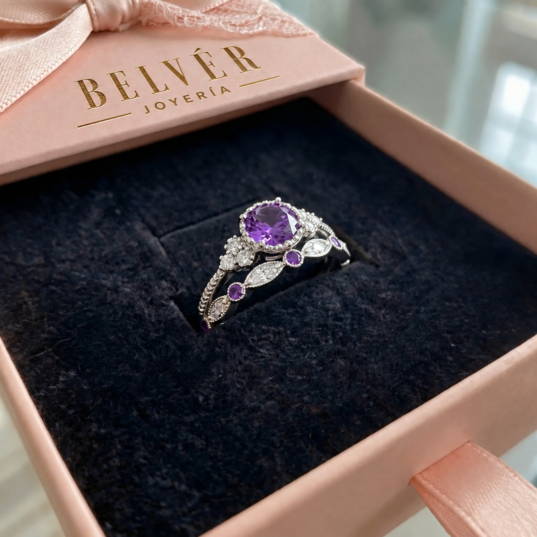 Set de anillos corona Violetis · Plateado