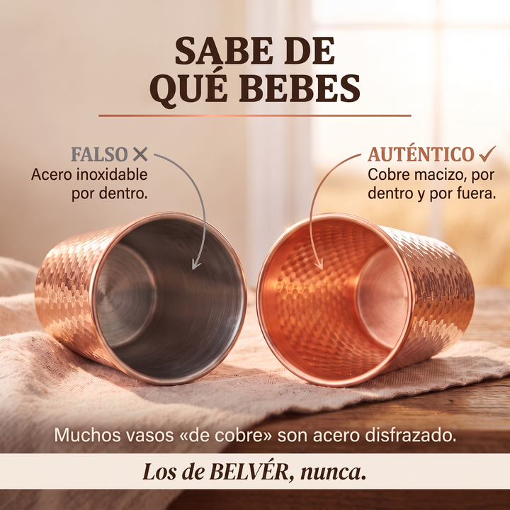 Vaso de cobre puro martillado